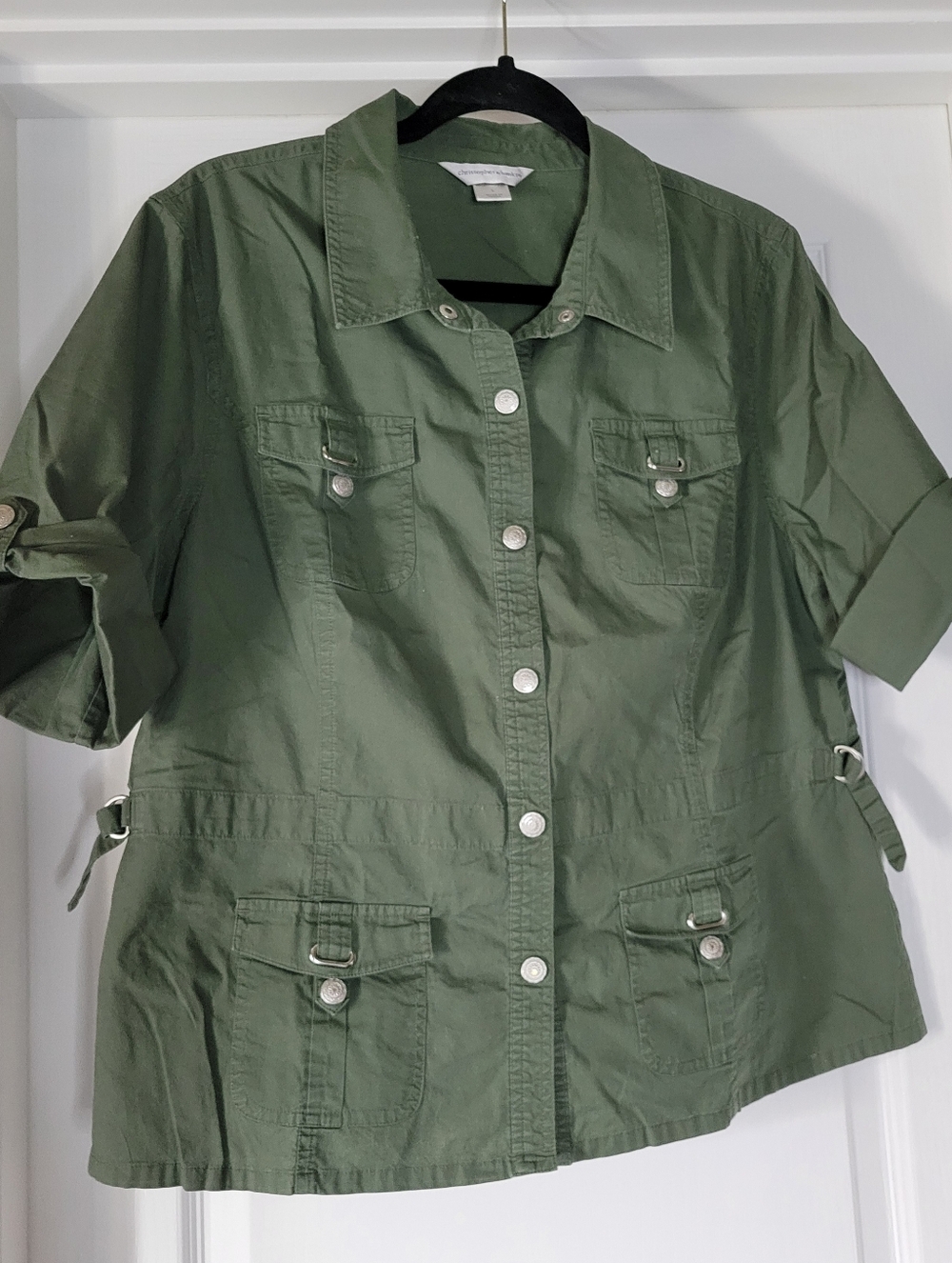 Christopher & Banks | Olive Green Button-Front Utility Jacket